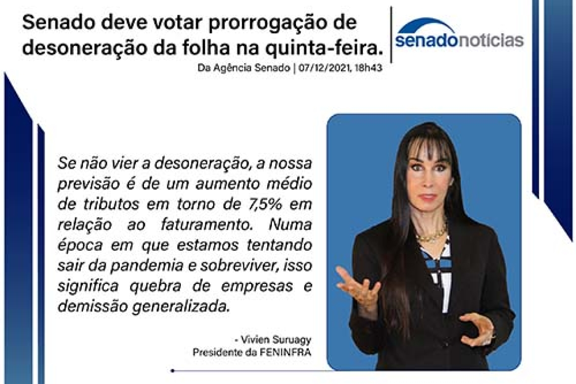 Votação do projeto de lei que prorroga por dois anos a desoneração